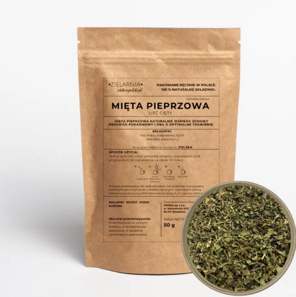 Mięta pieprzowa liść cięty DROBNA 50g Zielarz Polski