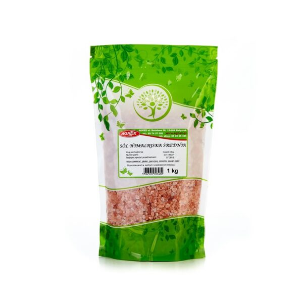 Sól himalajska różowa średnioziarnista 1kg Agnex
