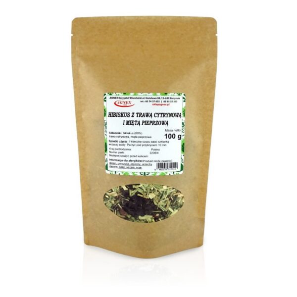 Hibiskus z trawą cytrynową i miętą pieprzową 100 g Agnex