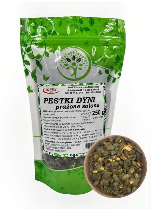 Pestki dyni prażone solone 250g Agnex