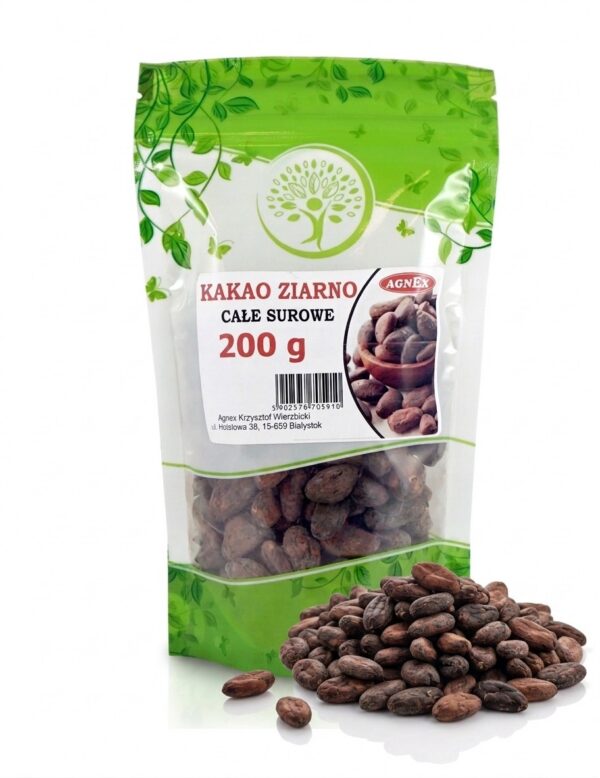 Kakao ziarno całe surowe 200 g Agnex